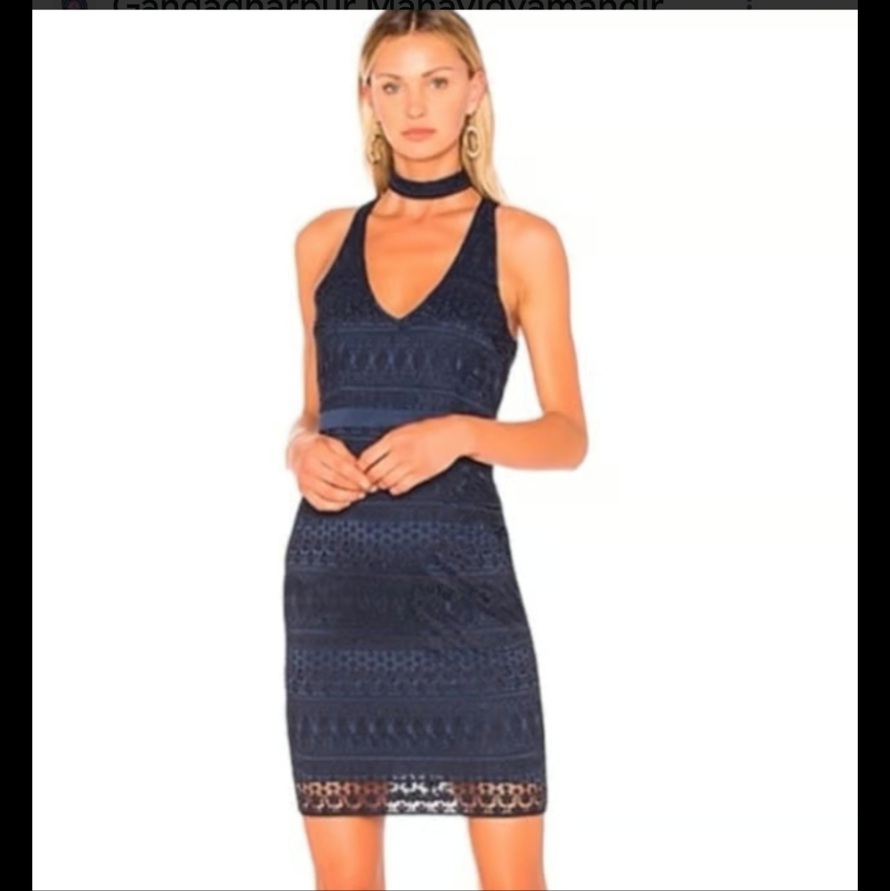 NWT LIKELY Navy Blue Lace Drew Dress Halter Neck Size 4